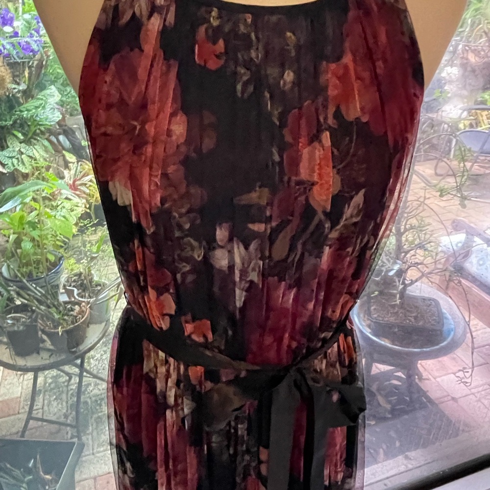 Candalite Floral Maxi Dress with Red & Rust Accents